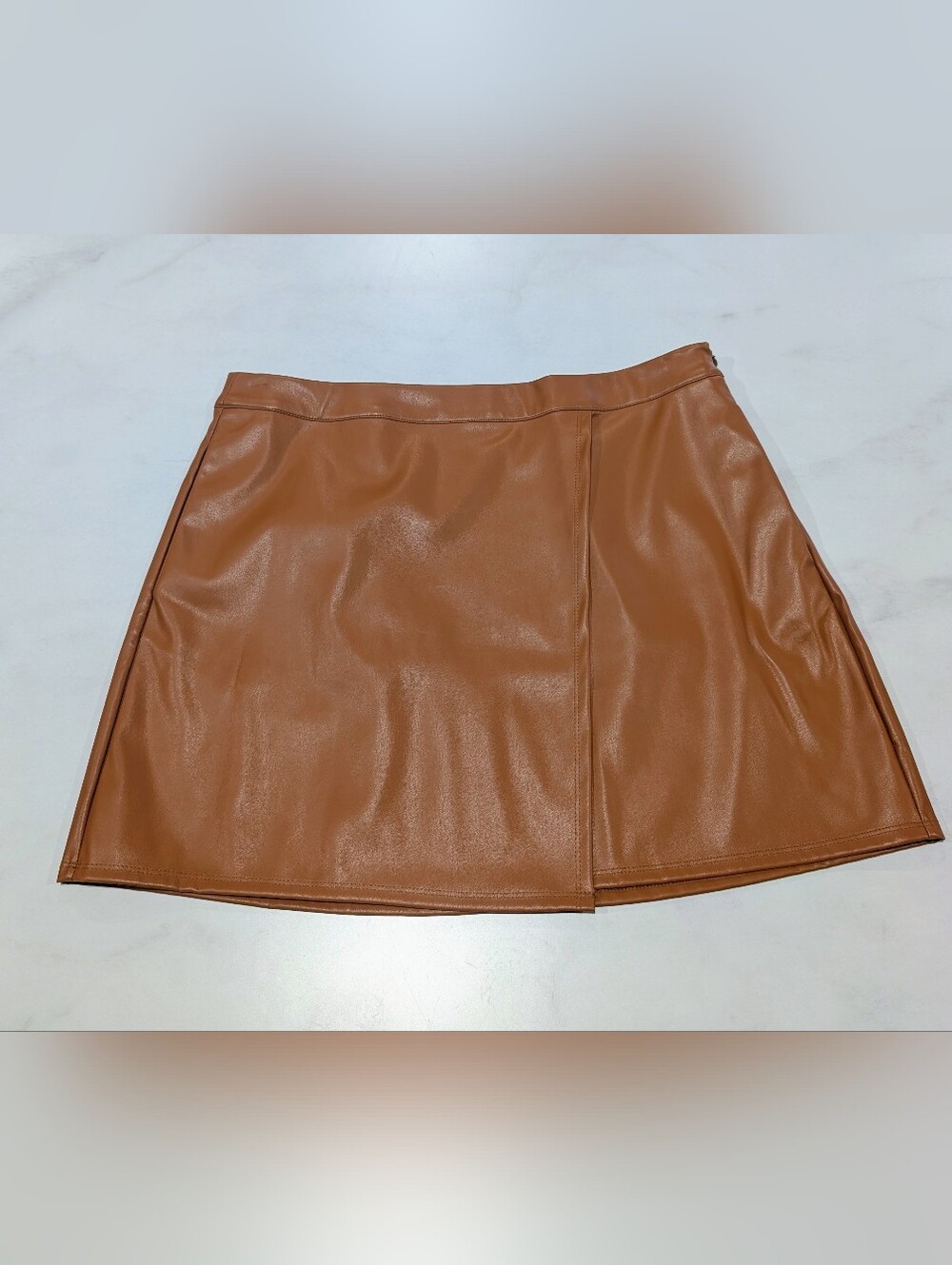 a new day Faux Leather Mini Skirt - Chestnut Brown